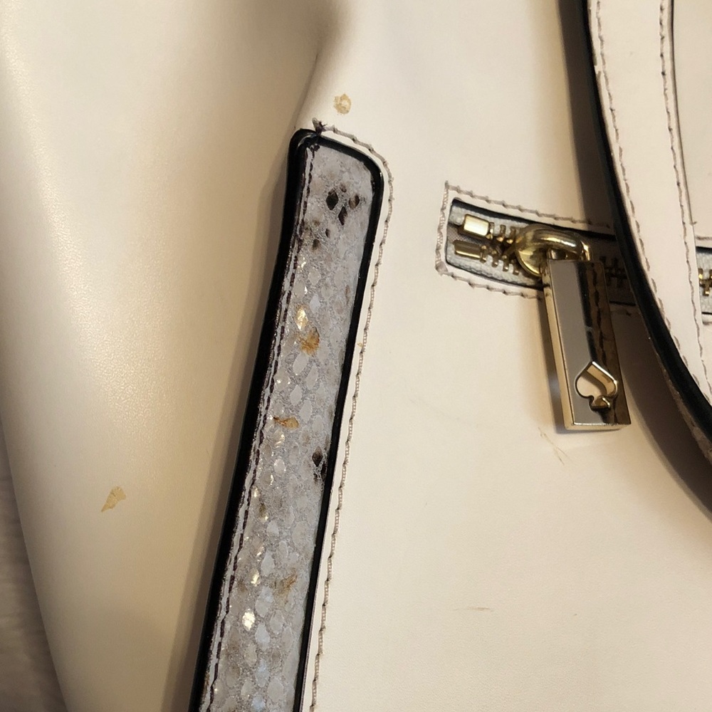 Kate Spade Parliament Square Savannah Cream Top-Handle Satchel with Snake-Trim - Picture 8 of 9